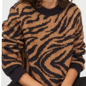 H&M Tan and Black Animal Print Sweater